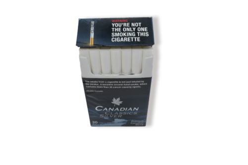 Canadian Classics Silver Cigarettes Open Pack