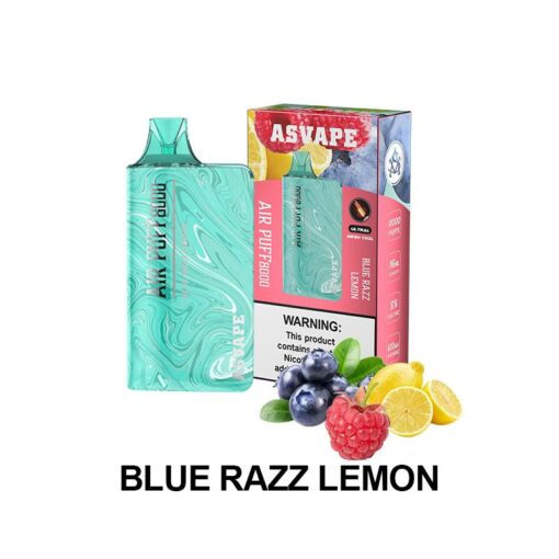 Asvape Air Puff 8000 Nicotine Vapes Blue Razz Lemon