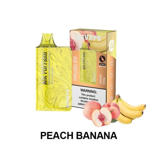 Asvape Air Puff 8000 Nicotine Vapes Peach Banana