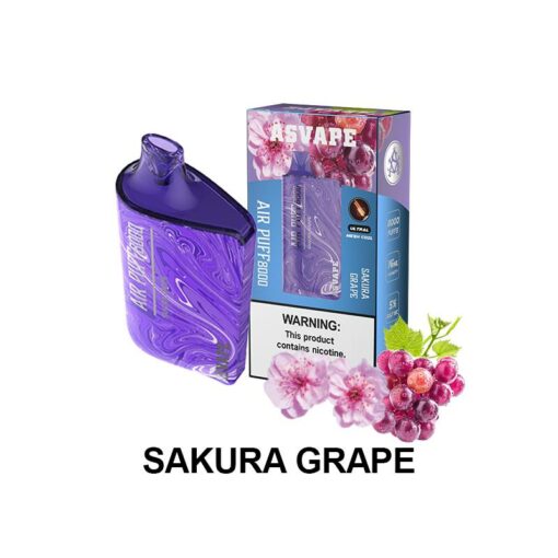 Asvape Air Puff 8000 Nicotine Vapes Sakura Grape